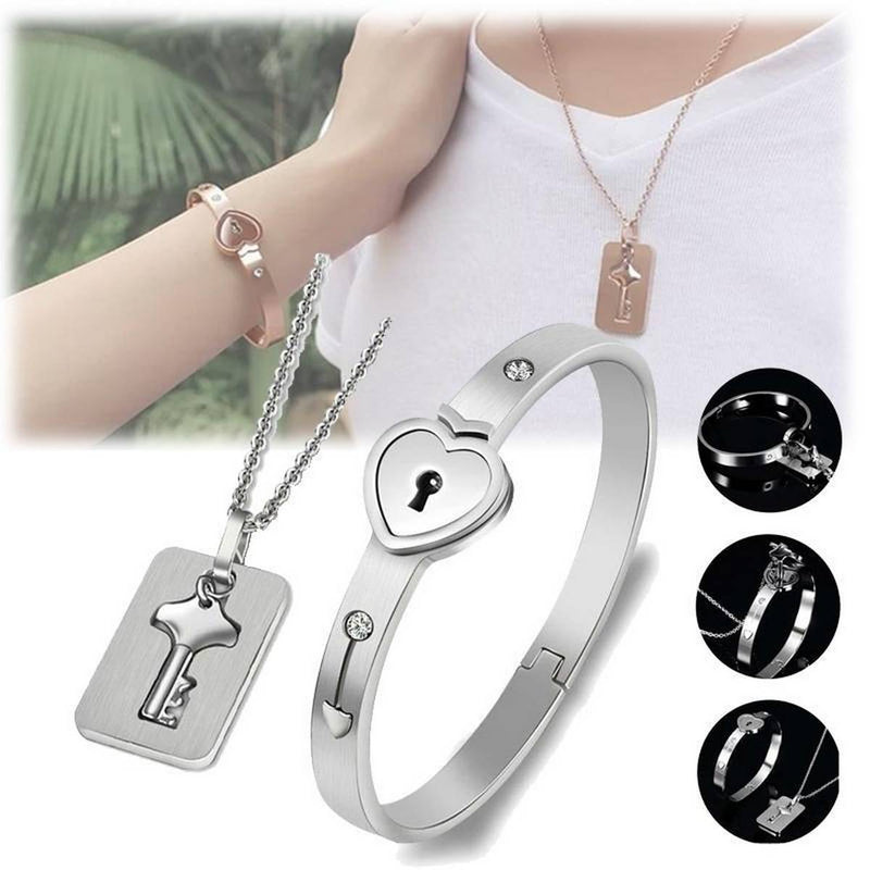 Lock bracelet with necklace | My Couple Goal